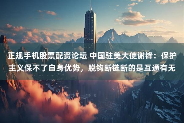 正规手机股票配资论坛 中国驻美大使谢锋：保护主义保不了自身优势，脱钩断链断的是互通有无