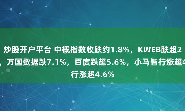 炒股开户平台 中概指数收跌约1.8%，KWEB跌超2.4%，万国数据跌7.1%，百度跌超5.6%，小马智行涨超4.6%